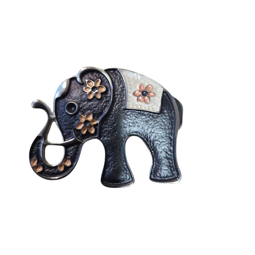 Coronet Elephant Magnetic Brooch Black Gold NWT Boutique Jewelry Gift